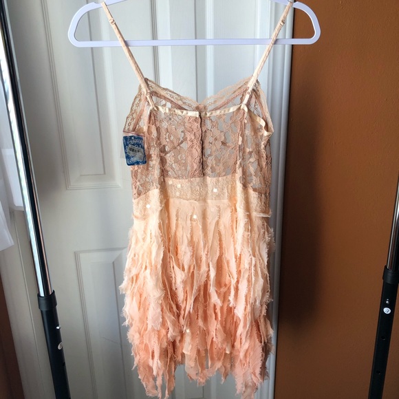 Free People Lace Sequined Ombré Feather Dress - Picture 7 of 9